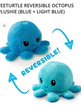 Reversible Octopus Plush Toy - Blue & Light Blue